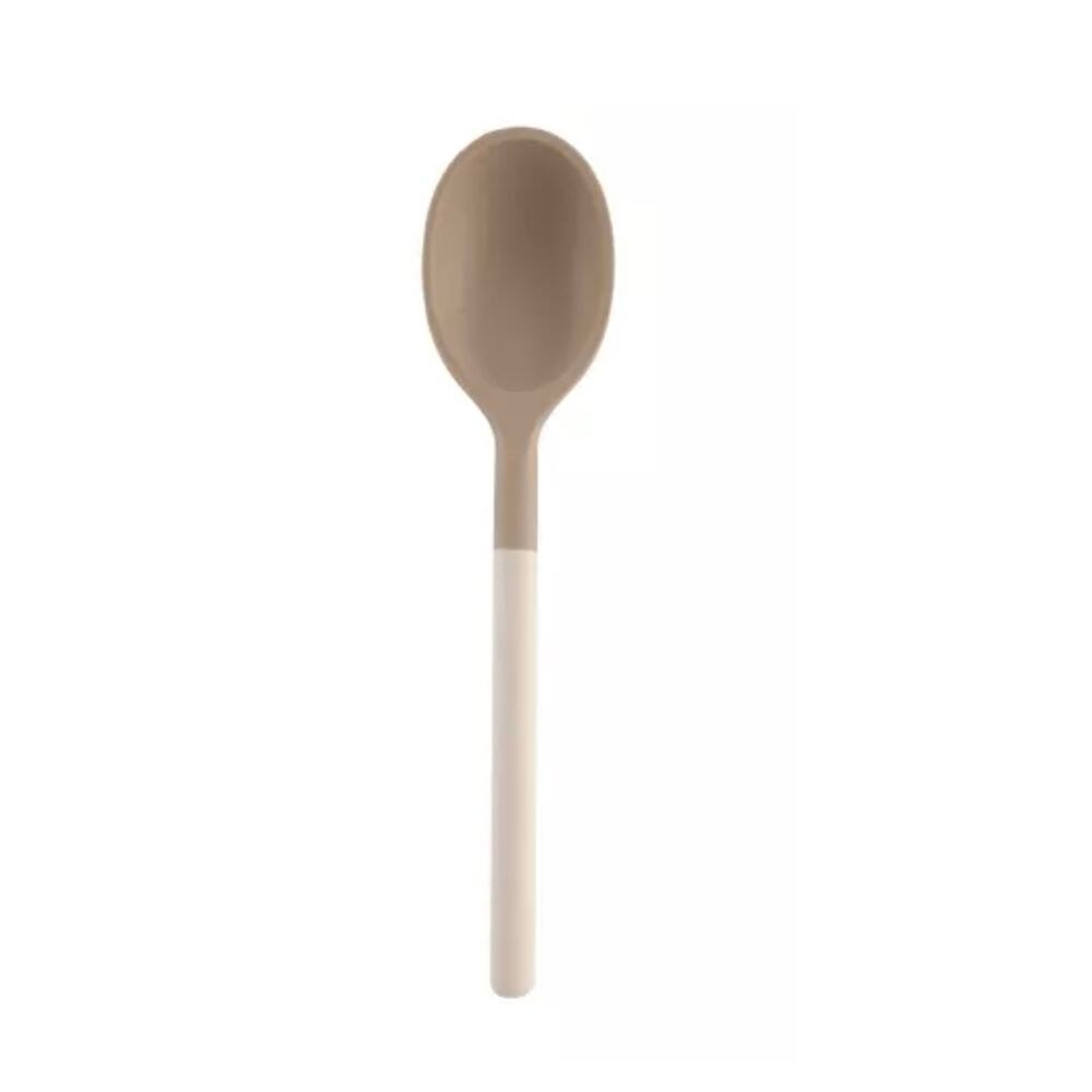 Cook With Color Two-Toned Beige and White Silicone Cooking Spoon b3